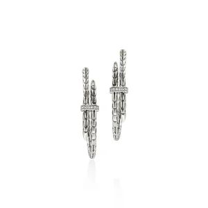 Women John Hardy Earrings>Spear Hoop Earrings, Silver, Diamonds