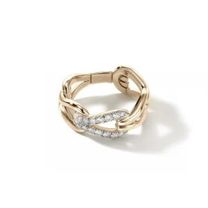 Women John Hardy Rings | Rings>Surf Link Ring, Gold, Diamonds, Wide