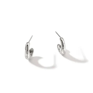 Women John Hardy Earrings>Surf J Hoop Earrings, Silver, Diamonds, Small