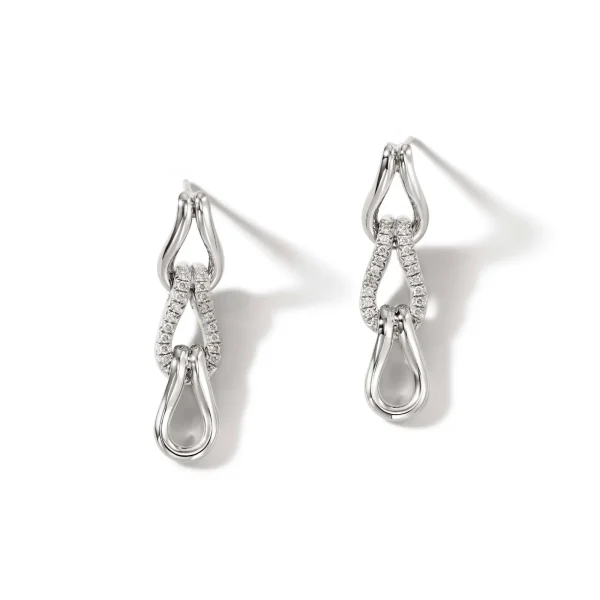 Women John Hardy Earrings>Surf Link Earrings, Sterling Silver, Diamonds