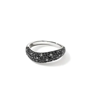 Women John Hardy Rings>Surf Ring, Sterling Silver, Black Sand Diamond Pavé, 5.7MM